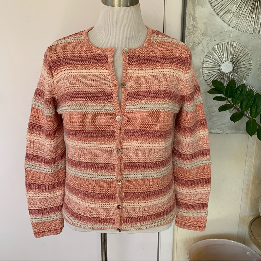 LL Bean 100% Cotton Button Up Cardigan Sweater size M